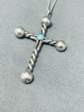Heaven Sent Native American Navajo Turquoise Coral Sterling Silver Reversible Cross Necklace-Nativo Arts