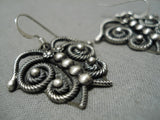 Wonderful Vintage Native American Navajo Floral Sterling Silver Butterfly Earrings-Nativo Arts