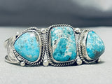 Important Jo Tso Native American Navajo Pilot Mountain Turquoise Sterling Silver Bracelet-Nativo Arts