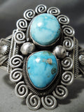 Tremendous Vintage Native American Navajo Old Kingman Turquoise Sterling Silver Bracelet-Nativo Arts