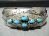 Signed Vintage Native American Navajo Turquoise Sterling Silver Bracelet-Nativo Arts