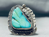 Astonishing Vintage Native American Navajo Blue Gem Turquoise Sterling Silver Ring-Nativo Arts