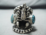 Huge Scoprion Native American Navajo Turquoise Sterling Silver Ring-Nativo Arts