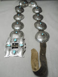 Early Hand Tooled Vintage Native American Navajo Turquoise Sterling Silver Concho Belt-Nativo Arts