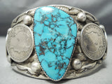One Of Biggest Heavy Vintage Native American Navajo Morenci Turquoise Sterling Silver Bracelet-Nativo Arts