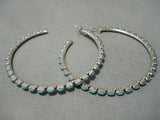 Fabulous Vintage Navajo Round Turquoise Sterling Silver Native American Earrings-Nativo Arts