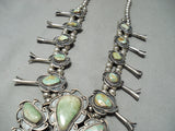 Yazzie Vintage Native American Navajo Royston Turquoise Sterling Silver Squash Blossom Necklace-Nativo Arts