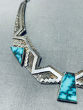 Native American Important Very Rare Mine Vintage Turquoise Sterling Silver Necklace-Nativo Arts