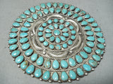 One Of The Biggest Best Vintage Native American Navajo Turquoise Sterling Silver Pin-Nativo Arts