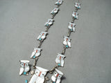 Fabulous Native American Zuni Mother-of-pearl Sterling Silver Necklace And Earring Set-Nativo Arts
