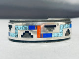 Multiple Technique Genius Vointage Native American Navajo Sterling Silver Turquoise Bracelet-Nativo Arts