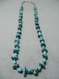 Tremendous Vintage Native American Navajo Turquoise Sterling Silver Necklace Old-Nativo Arts