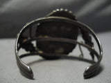 Huge Vintage Native American Navajo Carico Lake Turquoise Sterling Silver Leaf Bracelet Old-Nativo Arts