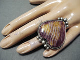 Lyla Cadman Native American Navajo Purple Spiny Oyster Shell Sterling Silver Heart Ring-Nativo Arts