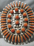 One Of The Best Vintage Native American Zuni Coral Sterling Silver Bracelet Cuff-Nativo Arts