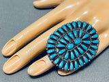 Magnificent Vintage Native American Navajo Turquoise Sterling Silver Ring Signed-Nativo Arts