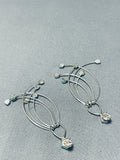 Swirling Lifes Joy Vintage Native American Navajo Turquoise Sterling Silver Earrings-Nativo Arts