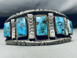 Exceptional Vintage Native American Navajo Morenci Turquoise Sterling Silver Bracelet Signed-Nativo Arts