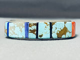 Signed Native American Navajo #8 Turquoise Thicker Sterling Silver Bracelet Cuff-Nativo Arts