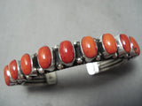 Incredible Native American Navajo Domed Coral Wrap Around Coil Sterling Silver Bracelet-Nativo Arts