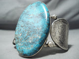 Huge Coin San Felipe Old Kingman Turquoise Sterling Silver Dollar Bracelet-Nativo Arts