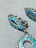 Very Rare Early 1900's Vintage Native American Zuni Turquoise Sterling Silver Earrings-Nativo Arts