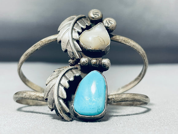 Pretty Vintage Native American Navajo Blue Gem Turquoise Sterling Silver Bracelet-Nativo Arts