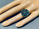 Incredible Vintage Native American Navajo Turquoise Cluster Sterling Silver Ring-Nativo Arts