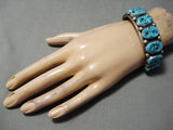 Impressive Vintage Native American Navajo Sleeping Beauty Turquoise Sterling Silver Bracelet Old-Nativo Arts