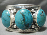 Important Vintage Native American Navajo Domed Spiderweb Turquoise Sterling Silver Bracelet-Nativo Arts