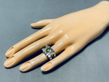 Native American Stunning Vintage Apache Peridot Sterling Silver Thick Heavy Ring-Nativo Arts