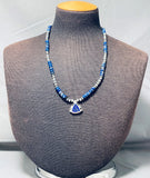 Rare Modernistic Native American Navajo Lapis Sterling Silver Inlay Necklace-Nativo Arts