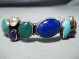 Fascinating Navajo Lapis Multi-stone Sterling Silver Bracelet Native American-Nativo Arts