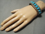 Incredible Vintage Native American Navajo Domed Turquoise Sterling Silver Bracelet Old-Nativo Arts