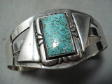 Native American Unique Triangular Silver Sterling Silver Turquoise Flank Bracelet Old-Nativo Arts