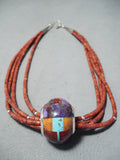 Native American Important Santo Domingo Dan Coriz Turquoise Coral Sterling Silver Necklace-Nativo Arts