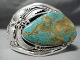One Of The Best Native American Navajo Royston Turquoise Sterling Silver Leaf Bracelet-Nativo Arts