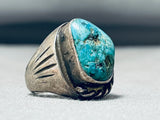 Astounding Vintage Native American Navajo Pilot Mountain Turquoise Sterling Silver Ring-Nativo Arts