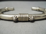 For Larger Wrist Huge Vintage Native American Navajo Thick Sterling Silver Coil Bracelet Old-Nativo Arts