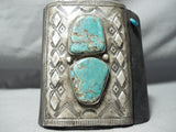 One Of The Best Vintage Native American Navajo Turquoise Sterling Silver Ketoh Bracelet Old-Nativo Arts