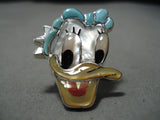 Important Daisy Duck Zuni Native American Turquoise Sterling Silver Disney Ring-Nativo Arts
