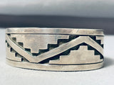 Immense Native American Navajo Sterling Silver Geometric Designs Heavy Bracelet-Nativo Arts