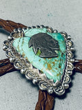 One Of The Most Unique Vintage Native American Navajo Green Turquoise Sterling Silver Bolo Tie-Nativo Arts