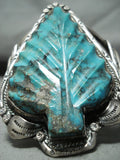 Albert Platero Vintage Leaf Turquoise Native American Navajo Sterling Silver Bracelet-Nativo Arts