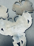 Thick Heavy Silver Vintage Native American Zuni Sterling Silver Inlay Turquoise Necklace-Nativo Arts