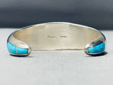 Thick Sturdy Vintage Native American Navajo Turquoise Sterling Silver Bracelet Cuff-Nativo Arts
