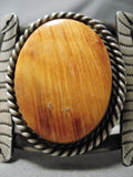 Native American Stunning Landoll Benally Orange Spiny Oyster Shell Sterling Silver Bracelet Cuff-Nativo Arts