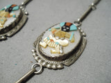 One Of The Best Vintage Native American Zuni Turquoise Kachina Sterling Silver Necklace Old-Nativo Arts