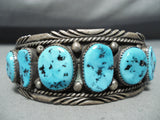 Superior Vintage Native American Navajo Sleeping Beauty Turquoise Sterling Silver Bracelet Old-Nativo Arts