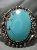 Early 1900's Vintage Native American Navajo Domed Turquoise Sterling Silver Bracelet Old-Nativo Arts